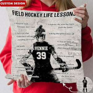 Personalized Field Hockey Life Lessons Pillow-Gift For Field Hockey Lovers