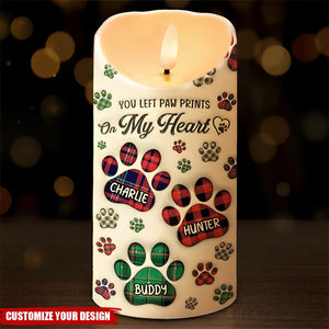 A Heartbeat At My Feet - Memorial Personalized LED Candle - Sympathy Gift For Pet Owners, Pet Lovers