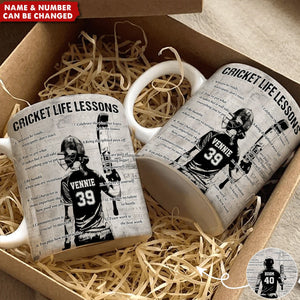 Personalized Cricket Life Lessons Mug - Great Gift For Cricket Lovers