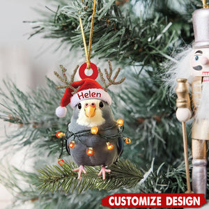 Personalized Gray Cockatiel Perched Christmas Ornament Gift For Bird Lover-2024 New Release