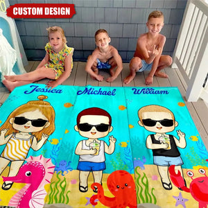 Summer, Beach, Pool, Travel - Personalized Girl Boy Beach Towel