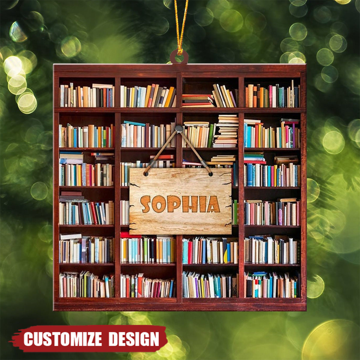 Personalized Bookshelf Shape Ornaments - Gift for Book Lover - 2024 New Release