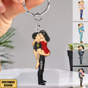 Personalized Couple Kissing Occupation Keychain - Gift For Couples, Nurse, Firefighter, Police Officer