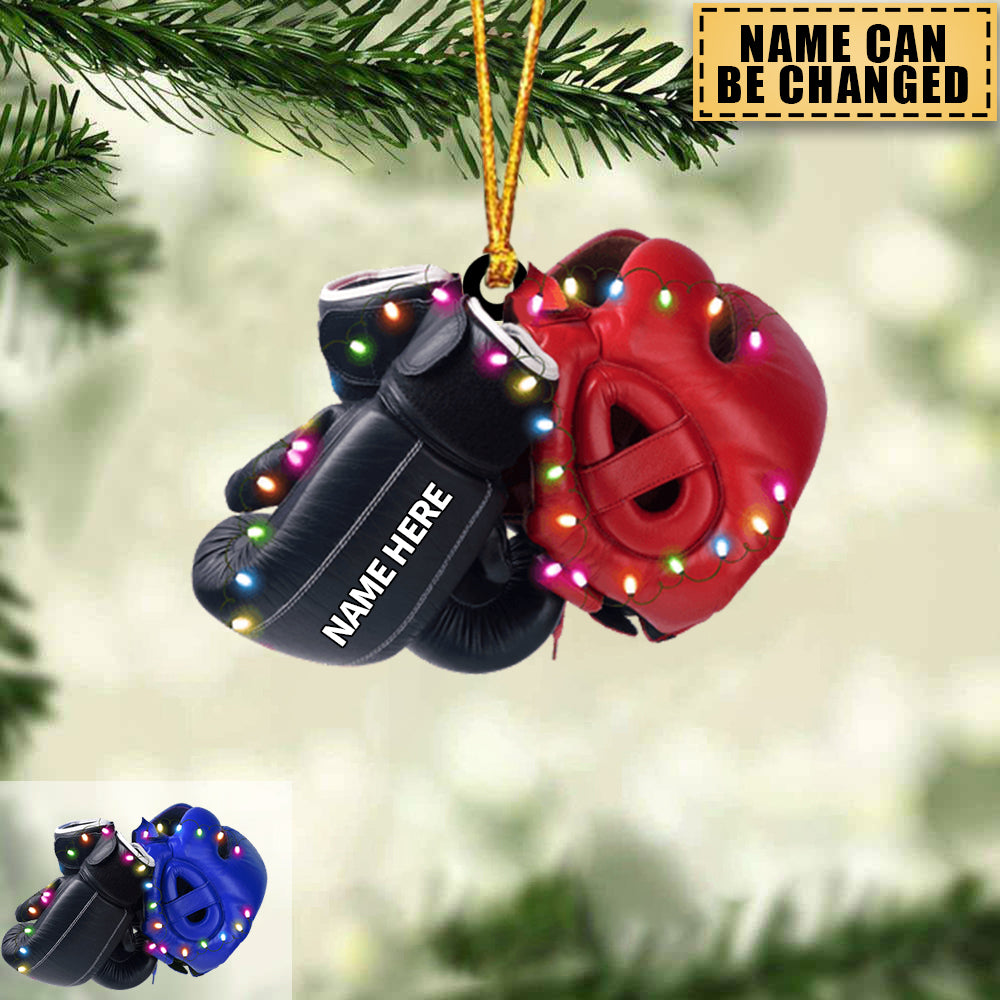 Boxing Gloves And Helmet - Personalized Christmas Ornament - Gift For Boxing Lover