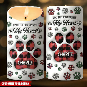 A Heartbeat At My Feet - Memorial Personalized LED Candle - Sympathy Gift For Pet Owners, Pet Lovers