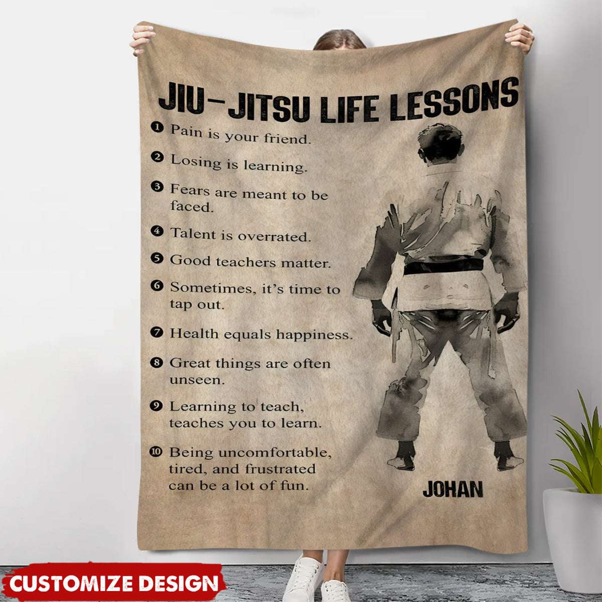 Personalized Jiu Jitsu Life Lessons Blanket - Gift For Jiu Jitsu Lovers