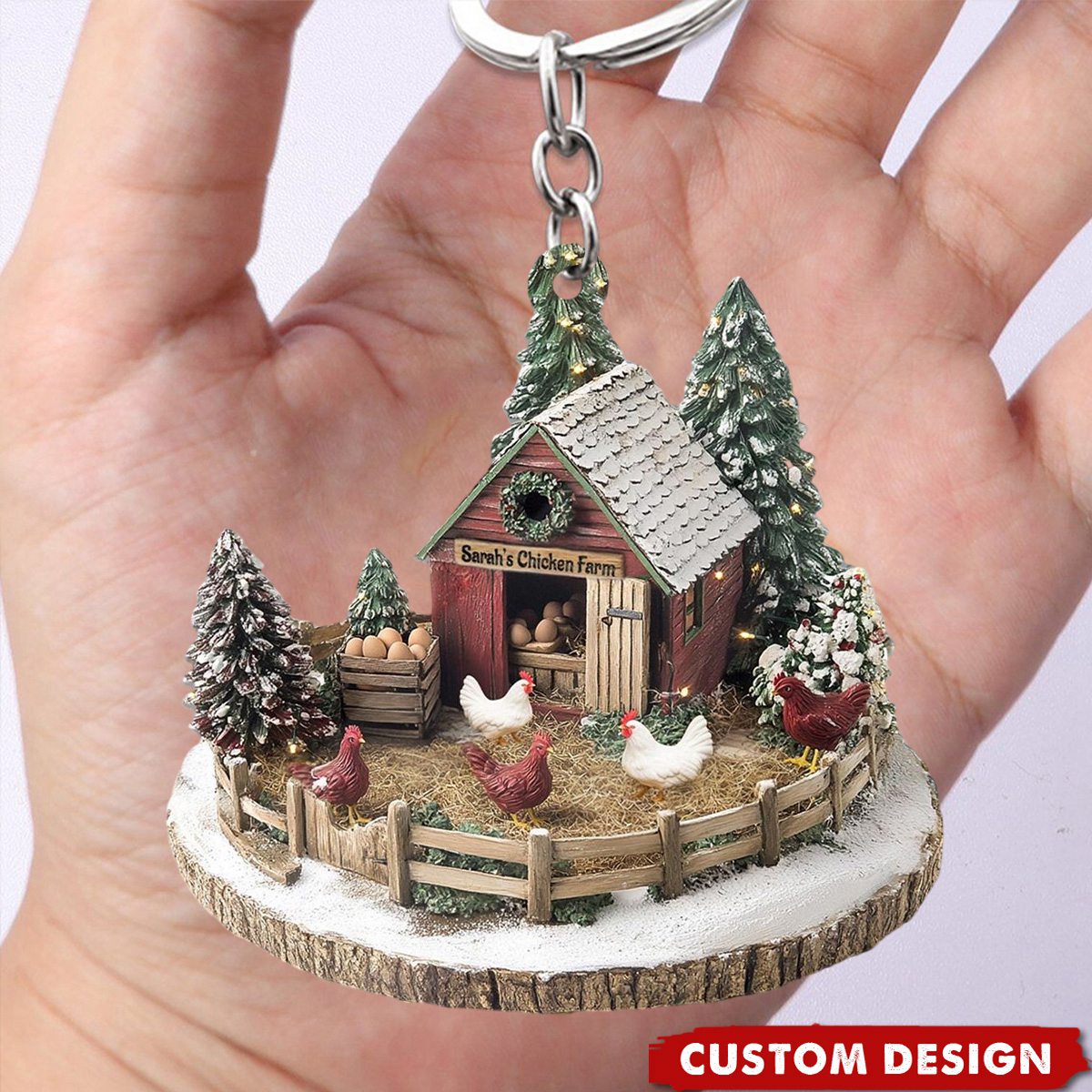 Personalized Dreamy Chicken Farm Keychain-Gifts For Chicken Lovers