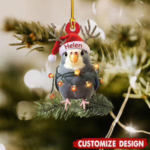 Personalized Gray Cockatiel Perched Christmas Ornament Gift For Bird Lover-2024 New Release