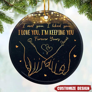 2024 New Release I Want To Be With You Until My Last Page - Couple Personalized Ceramic Round Shaped Ornament - Christmas Gift For Husband Wife, Anniversary