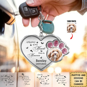 Personalized Acrylic Keychain-Memorial Gift Idea For Pet Lover - A Big Piece Of My Heart Lives In Heaven