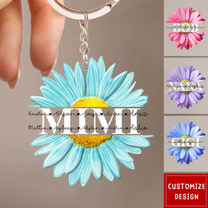 Mom Grandma Flower Daisy Color And Kids Acrylic Keychain