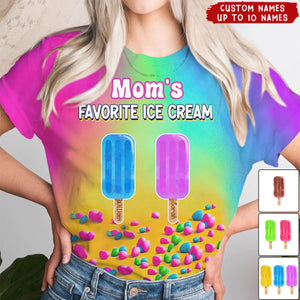 Personalized Grandma's Favorite Ice Cream AOP T-shirt - Gift Idea For Grandma/ Mother