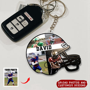 Custom Football Photo Keychain, Photo Keychain, Football Gift