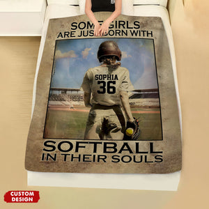 Some Girls Are Just Born With Softball - Personalized Softball Blanket - Gift For Softball Lovers