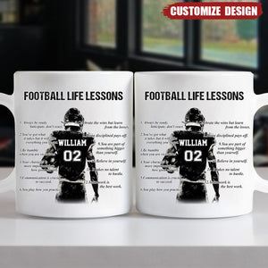 Personalized American Football Life Lessons Mug - Gift For American Football Lovers