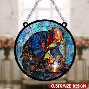 Yes I Know I'm On Fire Let Me Finish-Personalized Welding Suncatcher Ornament, Gift For Welders