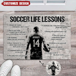 Personalized Soccer Life Lessons Doormat - Gift For Soccer Lovers