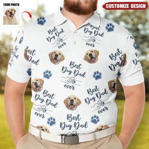 Best Dog Dad Ever - Personalized Photo Polo Shirt