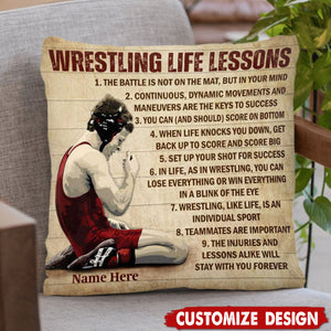 Personalized Wrestling Life Lessons Pillow-Gift For Wrestling Lovers