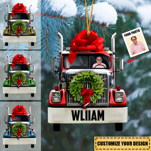 Personalized Christmas Truck Ornament,Your Photo Inside, Christmas Tree Decor