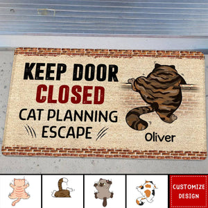 New Release-Cats Planning Escape Naughty Cat Brick Personalized Doormat