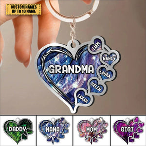 Grandma- Mom Heart Kids, Multi Colors Personalized Acrylic Keychain
