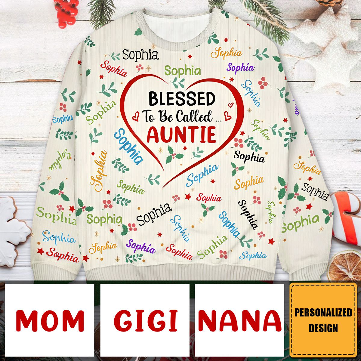 2024 New Release Blessed To Be Called Grandma Nana-Personalized Unisex Ugly Sweater