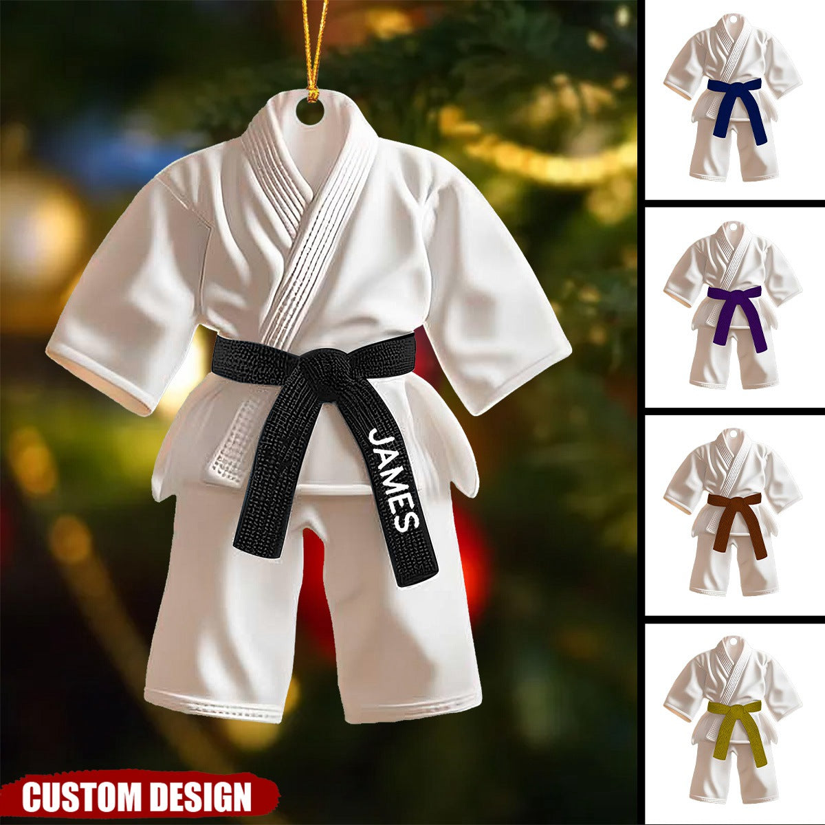 Personalized Black Belt Christmas Ornament - Jiu-Jitsu,Karate Gift