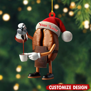 Personalized Coffee Bean Christmas Ornament-Gift for Coffee Lover-2024 New Release