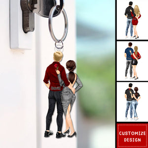 Personalized Acrylic Couple  Keychain Gift For Wife,Husband