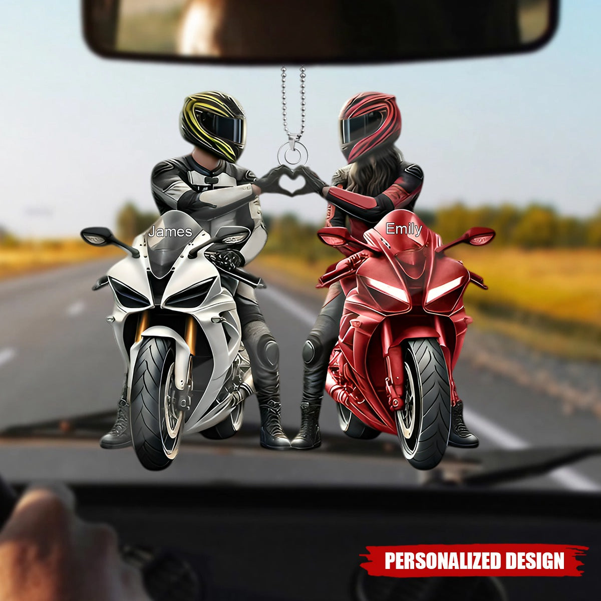 Personalized Motorbike Couple Car Ornament-Gift for Couple