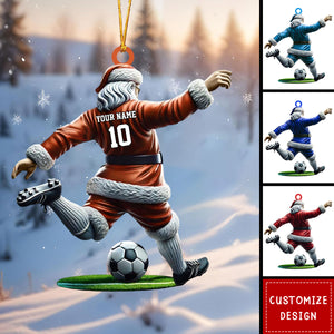 Personalized Soccer Kick Santa Christmas Ornament-2024 New Release