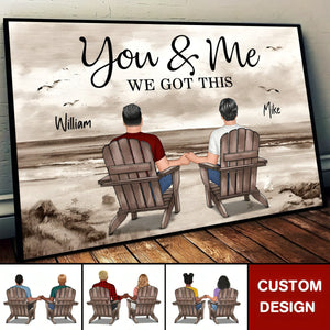 Couple Beach Landscape Retro Vintage Personalized Poster - Anniversary Gift For Couple