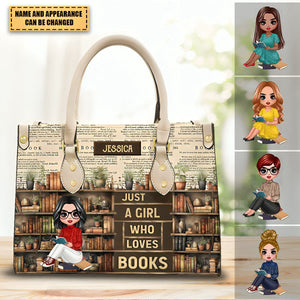 Just A Girl Who Loves Books Vintage - Personalized Leather Bag