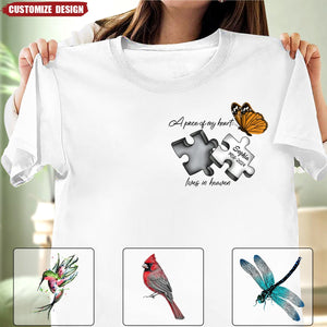 Personalized Memorial Puzzle T-Shirt - A Piece Of My Heart Lives In Heaven