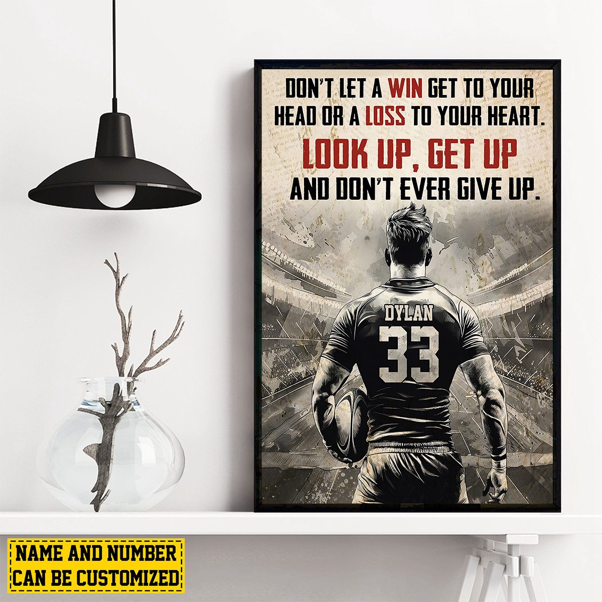 Personalized Motivational Rugby Boy Canvas Poster - Gift For Rugby Lovers