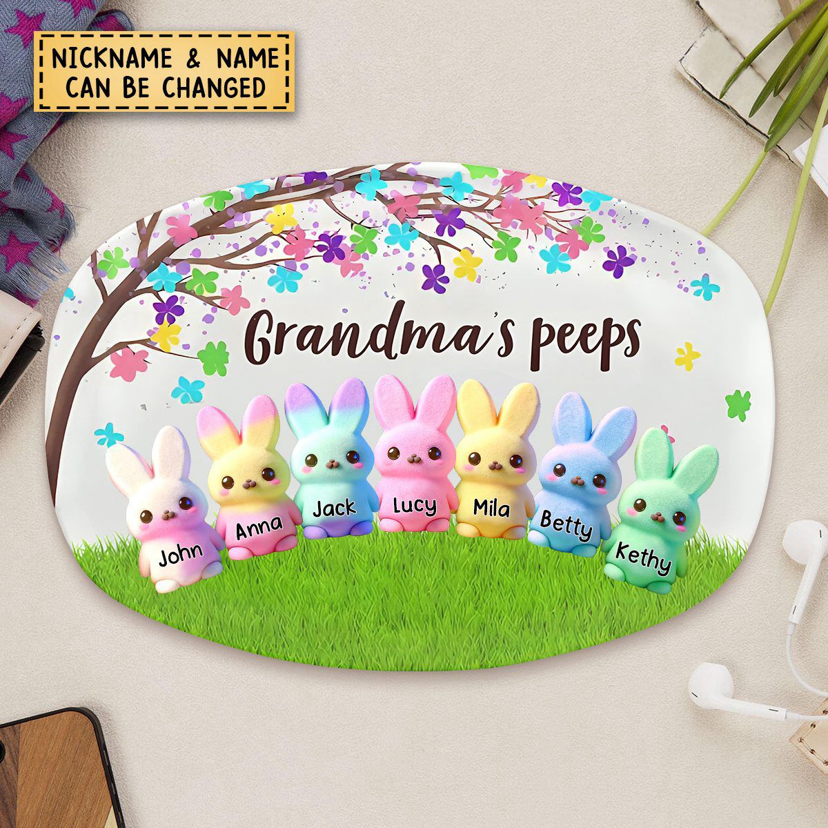 Grandmas New Ver - Personalized Custom Platter - Easter Gift For Grandma, Mom, Family Members