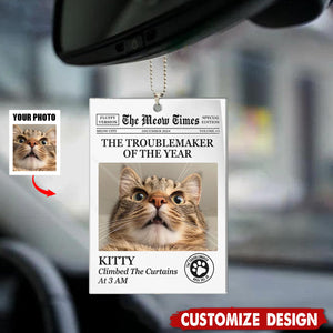 The Troublemaker Of The Year -Personalized Cat Dog Car Ornament-Gift For Pet Lovers