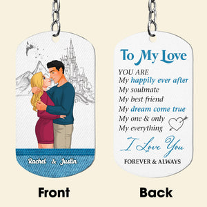 To My Love, Couple Gift, Personalized Stainless Steel Keychain, Couple Hugging Keychain