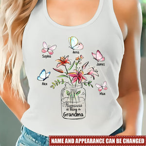 Happiness Is Being A Grandma Mom Vase of Flower Personalized Tank Top