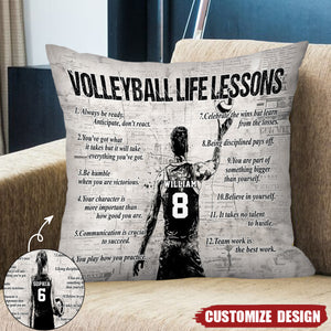 Personalized Volleyball Life Lessons Pillow-Gift For Volleyball Lovers