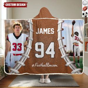 Personalized Photo Wearable Blanket Hoodie - Gift For Soccer,Volleyball,Football Lovers