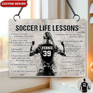 Personalized Soccer Life Lessons Suncatcher Ornament - Gift For Soccer Lovers