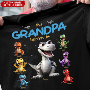 This Belongs To - Personalized Dinosaur T-shirt - Gift For Dad, Grandpa