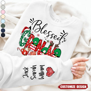 2024 New Release Personalized Christmas Blessed Grammy Nana Mimi Gigi And Grandkids Sweatshirt