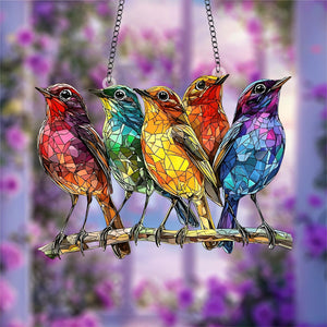 Five Colored Robins Suncatchers-Gift for Bird Lovers,Garden Enthusiasts,Family,Friends