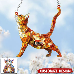 Boho Chic Cute Cats - Personalized Cat Window Hanging Suncatcher