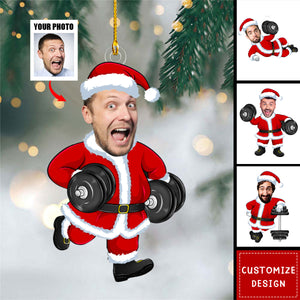 Personalized Photo Gym Santa Ornament - Gift For Gym Lovers