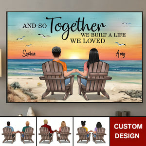 Couple Beach Landscape Retro Vintage Personalized Poster - Anniversary Gift For Couple