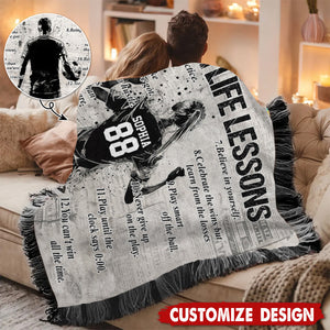 Personalized  Soccer Life Lesson Tapestry Woven Blanket - Gift For Soccer Lovers